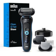 Braun Electric Shaver for Men, Series 5 5150cs, Wet & Dry Shave, Turbo Shaving Mode, Foil Shaver, with Beard Trimmer, Body Groomer and Charging Stand, Blue