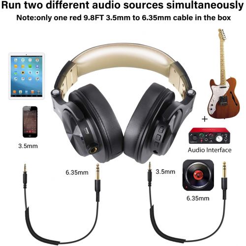  [아마존베스트]OneOdio Bluetooth Over-ear Headphones, Closed Studio Headphones with Share Port, Wired and Wireless Professional DJ Headphones for Electric Drum, Piano, Guitar, AMP Recording and M