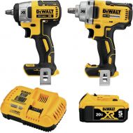 DEWALT 20V MAX* XR Impact Wrench, Cordless Kit, 1/2-Inch Mid-Range and 3/8-Inch Compact, 2-Tool (DCK205P1)