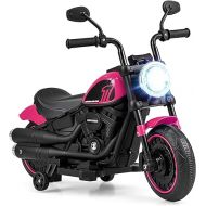 HONEY JOY Ride On Motorcycle, 6V Toddler Motorcycle with LED Light, Music, Foot Pedal, Forward/Backward, Soft Start, 3-Wheel Battery Powered Electric Motorcycle for Kids, Gift for Boys Girls (Pink)