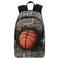 InterestPrint Brick Wall Basketball Sport Casual Backpack School Bag Travel Daypack