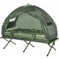 Outsunny All-in One Portable Camping Cot Tent with Air Mattress, Sleeping Bag, and Pillow