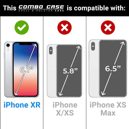  [아마존베스트]Aduro iPhone XR Holster Case, Combo Shell & Holster Case - Super Slim Shell Case with Built-in Kickstand, Swivel Belt Clip Holster for Apple iPhone XR/iPhone 10R (2018/2019)