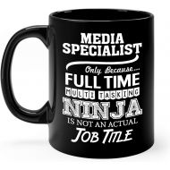 Okaytee Media Specialist Mug Gifts 11oz Black Ceramic Coffee Cup - Media Specialist Multitasking Ninja Mug