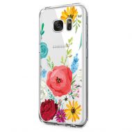 Samsung Galaxy S7 Case,Flyeri Floral Pattern Clear Soft TPU case for S7