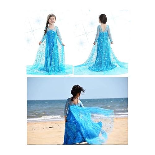  Luxury Princess Dress Costumes With Shining Long Cape Girls Birthday Party