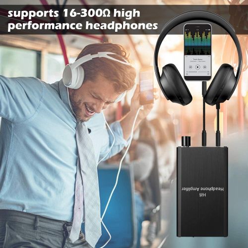  [아마존베스트]MYPIN HiFi Headphone Amplifier, Portable 3.5 mm Audio Headphone Amplifier Supports Impedance 16-300 Ω with Lithium Battery and Components for MP3 / MP4 / Phones / Digital Players /
