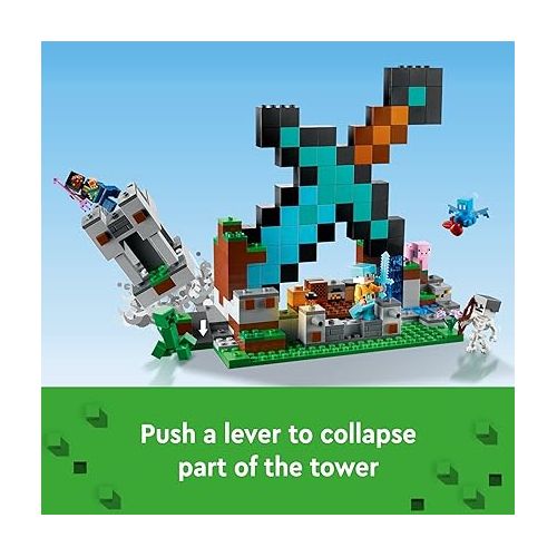  LEGO Minecraft The Sword Outpost 21244 Building Toys - Featuring Creeper, Warrior, Pig, and Skeleton Figures, Game Inspired Toy for Fun Adventures and Play, Gift for Kids, Boys, and Girls Ages 8+