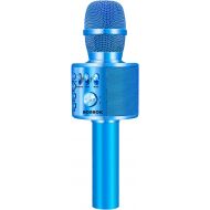 BONAOK Wireless Bluetooth Karaoke Microphone, 3-in-1 Portable Handheld Mic Speaker for All Smartphones,Gifts for Boys Kids Adults All Age Q37(Blue)