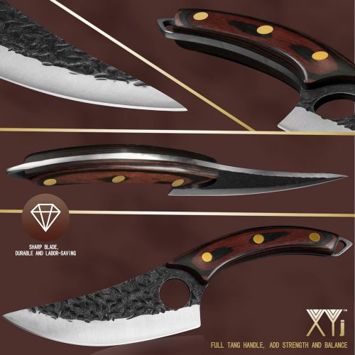  XYJ FULL TANG 6 Inch Outdoor Knife Stainless Steel Slicing Skinning Boning Knives For Hunt Deer Gator Razor Sharp Hammer Crafted Blade