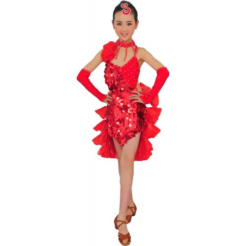  Colorfulworldstore GirlsLady Latin salsa cha cha tango Ballroom Dance Dress-Over allin 4sets-Tail yarn styles