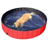 Yaheetech Foldable Pet Bath Pool Collapsible Large Dog Pet Pool Bathing Swimming Tub Kiddie Pool for Dogs Cats and Kids, Blue/Red