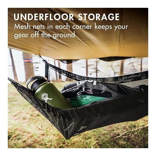  Tentsile Trillium Giant Hammock, The Original Tree Tent Company, 3 to 6 Adult Capacity, Anti-Roll, Central Hatch, Ratches and Straps Included, Designed in The UK (6 Person, Black Mesh)