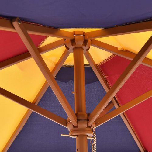  [아마존베스트]Costzon Kids Picnic Table Set Children Junior Rainbow Bench w/Umbrella (Multicolor)