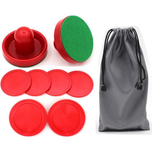  Qtimal Home Standard Air Hockey Paddles and 2 Size Pucks, Small Size for Kids, Large Size for Adult, Great Goal Handles Pushers Replacement Accessories for Game Tables (2 Striker,