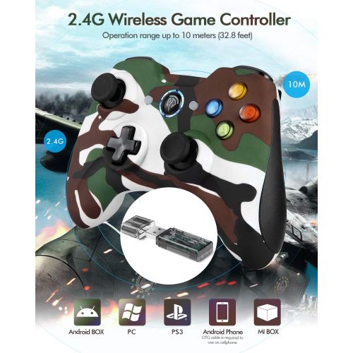 [아마존베스트]EasySMX PS3 Controller, 2.4G Wireless Gamepad, Gaming Controller for PS3/PC (Windows XP/ 7/8/ 8.1/10) / Android/Steam, Camouflage