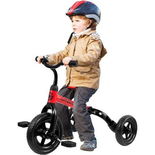  Ancaixin 3 in 1 Toddler Tricycles for 2 - 4 Years Old Boys and Girls with Detachable Pedal and Bell Foldable Baby Balance Bike Riding Toys for 24 Month Up Kids Infant First Birthday New Yea
