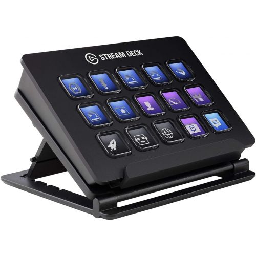  Elgato Stream Deck - Live Content Creation Controller with 15 Customizable LCD Keys, Adjustable Stand, for Windows 10 and macOS 10.13 or Late (10GAA9901)