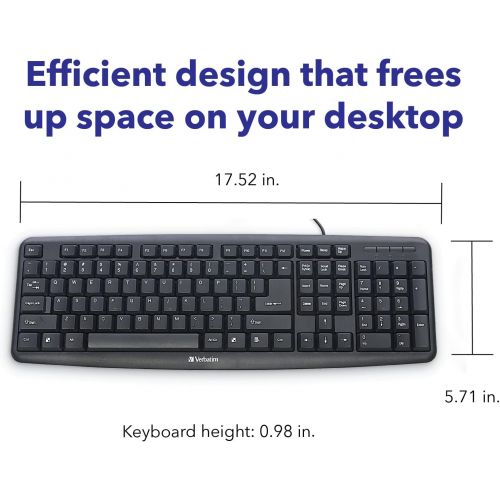  [아마존베스트]Verbatim Slimline Keyboard - Wired with USB Accessibility - Mac & PC Compatible - Black - FFP