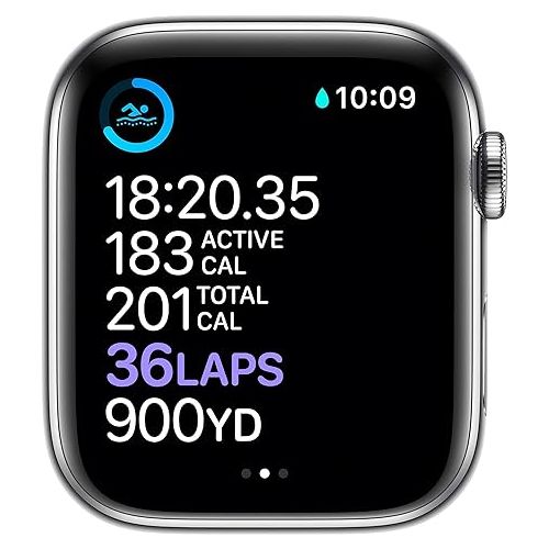 애플 Apple Watch Series 6 (GPS + Cellular, 44mm) - Silver Stainless Steel Case with White Sport Band (Renewed)