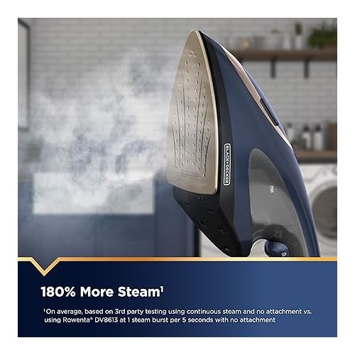  BLACK+DECKER Press & Steam 2-in-1 Iron and Steamer, 180% More Steam & One Temperature Technology, Ceramic Soleplate, Safe on All Fabric Types