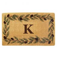Nedia Home Heavy Duty Coco Mat with Evergreen Border, 22 by 36-Inch, Monogrammed K