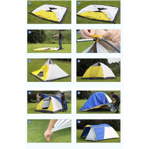  WUWUDIT CESULIS Protection Sun Outdoor Camping Tent, 3-4 People, 190T Silver Cloth 210D Oxford Cloth, Waterproof Sunscreen Waterproof, Suitable for Picnics Beach Park Lawn Field (blue) (Co
