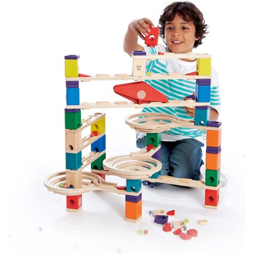  [아마존베스트]Hape Quadrilla Wooden Marble Run Construction - Vertigo - Quality Time Playing Together Wooden Safe Play - Smart Play for Smart Families,Multicolor