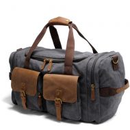 SVVON Canvas Duffle Bag Oversized Leather Bag Carry On Travel Bag Luggage Oversized Holdalls for Men and Women