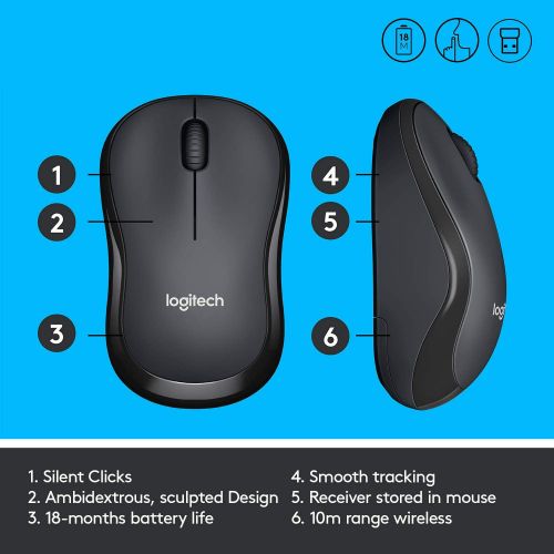 로지텍 Logitech M220 Silent Mouse, Wireless Black