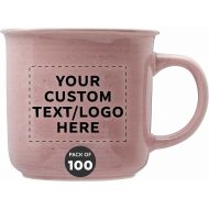 DISCOUNT PROMOS Custom Marble Campfire Coffee Mugs 13 oz. Set of 100, Personalized Bulk Pack - Ceramic, Perfect for Coffee, Tea, Espresso, Hot Cocoa, Other Beverages - Pink