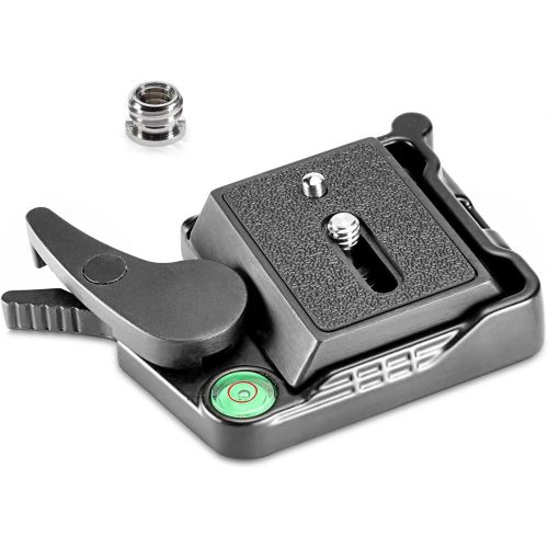 니워 [아마존베스트]Neewer Black Aluminum Alloy Quick Release QR Plate Adapter with 1/4-3/8 Screw and Bubble Lever for DSLR Camera Tripod Monopod Stabilizer Ball Head