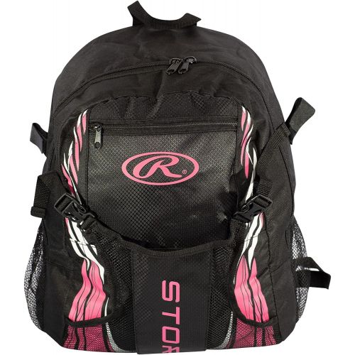 롤링스 Rawlings Storm Girls Softball Bag - Sized for Youth Softball Backpack for Girls or TBall Bag ? Holds Two Bats ? Includes Hook to Hang on Fence