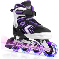 MammyGol Inline Skates for Girls Boys with Full Light Up Wheels, Adjustable Beginner Blades Roller for Kids Youth