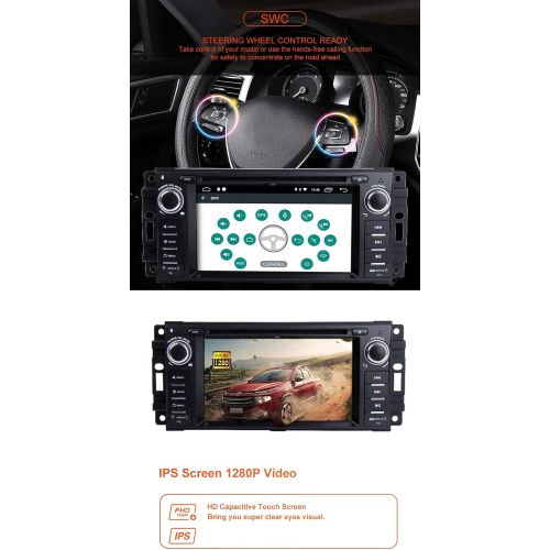  ZLTOOPAI For Dodge Ram Challenger Jeep Wrangler JK Single Din Head Unit Android 10 Car Radio Car Radio GPS Navigation Support DSP IPS DAB WiFi OBD2 Steering Wheel Control