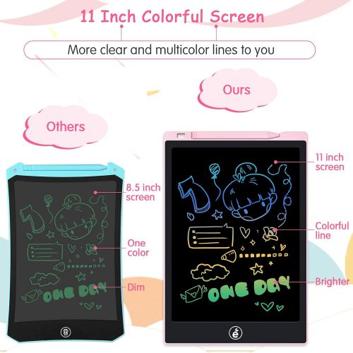  [아마존베스트]Sunany LCD Writing Board, 11 Inch Colourful Screen Drawing Board, Children, Digital Drawing Tablet for Children, Toy, Repeated Writing and Drawing, Pink