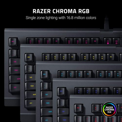 레이저 Razer Cynosa Lite Gaming Keyboard: Customizable Single Zone Chroma RGB Lighting - Spill-Resistant Design - Programmable Macro Functionality - Quiet & Cushioned