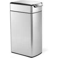 simplehuman 40 Liter / 10.6 Gallon Stainless Steel Slim Touch-Bar Kitchen Trash Can, Brushed Stainless Steel