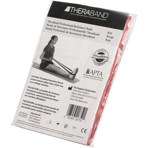  TheraBand Resistance Bands, 5 Foot, 30 Count Professional Latex Elastic Bands For Upper & Lower Body Exercise, Physical Therapy, Lower Pilates, At-Home Workouts, Rehab, Medium Red,