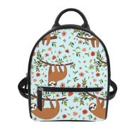 Dellukee Purse Backpack For Women Cartoon Sloth Pattern School Travel Small Daypack Bag