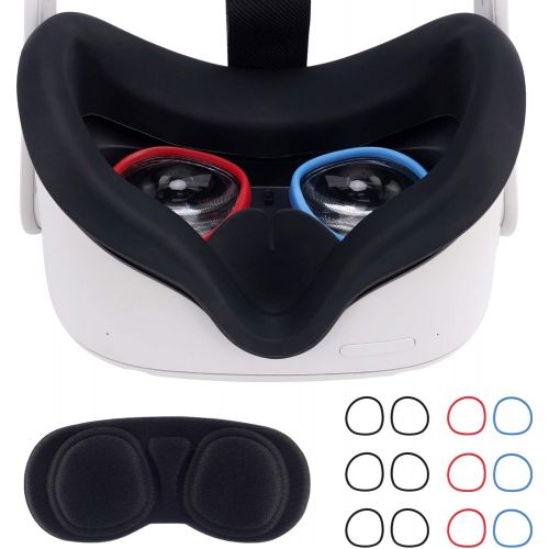  [아마존베스트]Topmaxions Lens Anti-Scratch Ring, Protect Glasses to Prevent Scratching VR Headset Lens Compatible for Oculus Quest 2/Quest/Rift S/Go, Bundled with Lens Protect Cover & Lens Cloth
