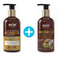 WOW Skin Science WOW Argan Oil Total Radiance Shampoo + WOW Hair Conditioner Set (10fl.oz each) - No Sulfates, Parabens or Silicones (1 Pack Combo)