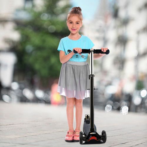  Hikole 3 Wheeled Scooter for Kids Girls & Boys with Adjustable Lean-to-Steer Handlebar, Extra-Wide Deck PU Flashing Wheels for Children 3-12 Years Old
