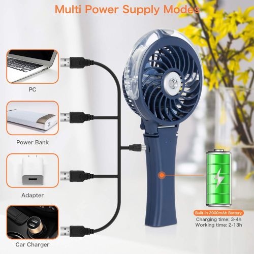  [아마존베스트]COMLIFE mini portable personal USB fan, rechargeable table fan with power bank function for home, office, travel and outdoor