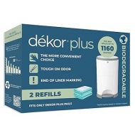 Diaper Dekor Plus Diaper Pail Biodegradable Refills | 2 Count | Most Economical Refill System | Quick & Easy to Replace | No Preset Bag Size ? Use Only What You Need | Exclusive End-of-Liner Marking