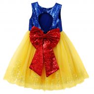 IBTOM CASTLE Princess Snow White Costume for Girls Dress Up Fancy Halloween Party Kids Birthday Evening Dance Gown w/Headband