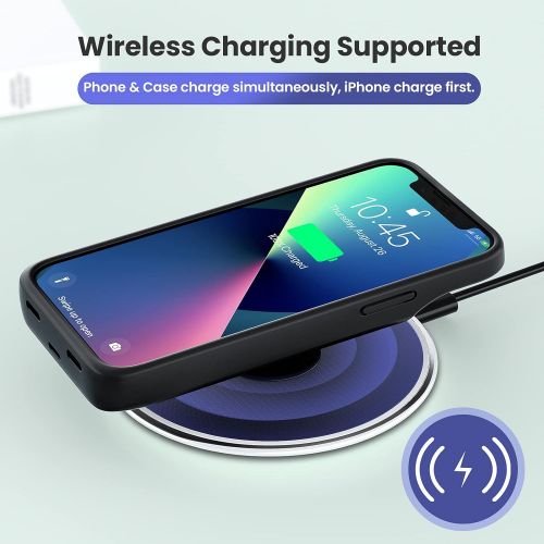  [아마존베스트]NEWDERY Battery Case Compatible with iPhone 12 Mini, 4700mAh Portable Rechargeable Battery Pack, Wireless Charging Case Extended Battery Charger Case for iPhone 12 Mini（5.4“）