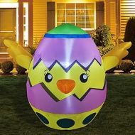 GOOSH 5 FT Height Christmas Inflatables Outdoor Chick in The Colorful Egg, Blow Up Yard Decoration Clearance with LED Lights Built-in for Holiday/Christmas/Party/Yard/Garden