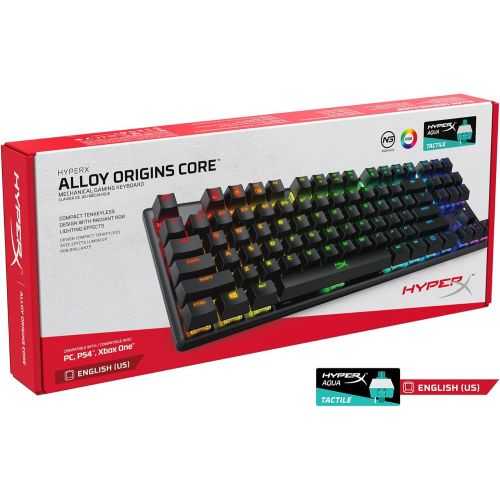  HyperX Alloy Origins Core - Tenkeyless Mechanical Gaming Keyboard, Software Controlled Light & Macro Customization, Compact Form Factor, RGB LED Backlit, Tactile HyperX Aqua Switch