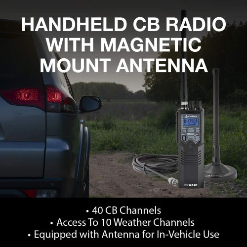 코브라 [아마존베스트]Cobra HHRT50 Road Trip Cb Radio - Emergency Radio, Travel Essentials, 2-Way Handheld Black Radio with Rooftop Magnet Mount Antenna, NOAA Channels, Dual Watch & 40 Channel Access